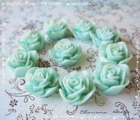 6 Resin Roses Cabochons Flower Accessory 22x22x12mm