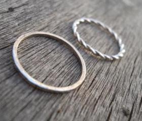Twisted ring & thin hammered band. Stacking rings Free shipping