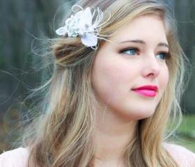 bridal headpiece bridal feather hair clip feather fascinator