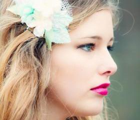 flower hair comb, blue flower comb, flower for hair, summer trend
