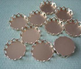 10PCS - Brass Cabochon Settings - Round - Unplated Gold Color - 12mm - Findings by ZARDENIA