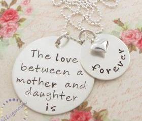 Hand Stamped Mother Daughter Necklace: Personalized Jewelry, Mother Daughter Charm, Mother Daughter Necklace