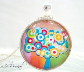 Whimsical tree colors of life Pendant