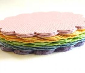 Pastel Rainbow Glitter Card Stock Scalloped Circles - Set of 25