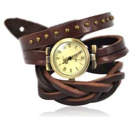Dark Brown Wraparound Watch