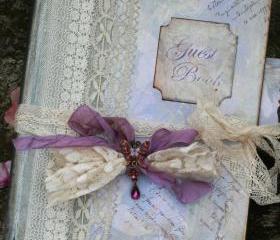 Lavender Wedding Guest Book - vintage style - Custom made - has 60 pages