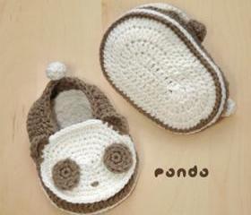 Panda Baby Booties Crochet PATTERN (pdf) by Kittying.com