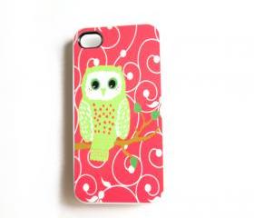 iPhone 4/4S Case Mint and Coral Owl Accessory Case