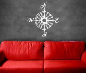 Compass Rose Nautical Vinyl Wall Decal 22165