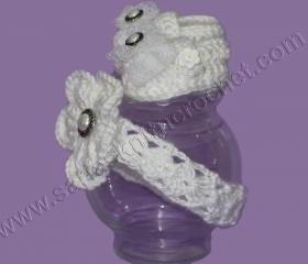 Newborn Girls White Booties with Christening Headband For Newborn Girls with Matching White Booties