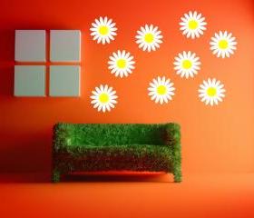 Vinyl Wall Decal Daisies Set of Nine Decals 22281