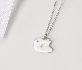  Personalized initial bird necklace